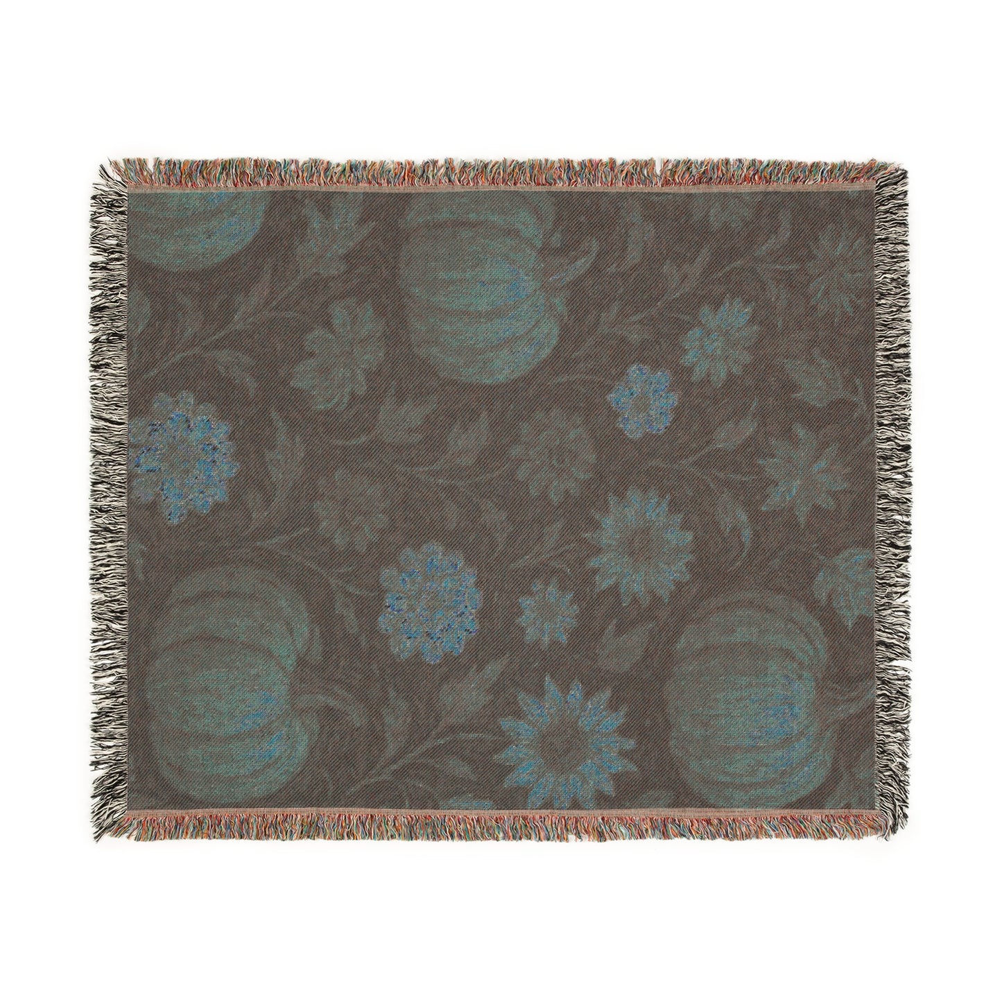 Fall Floral Throw Blanket, Autumn leaves Woven Blanket, Retro Halloween Decor, Cozy Couch or Reading Nook Blanket