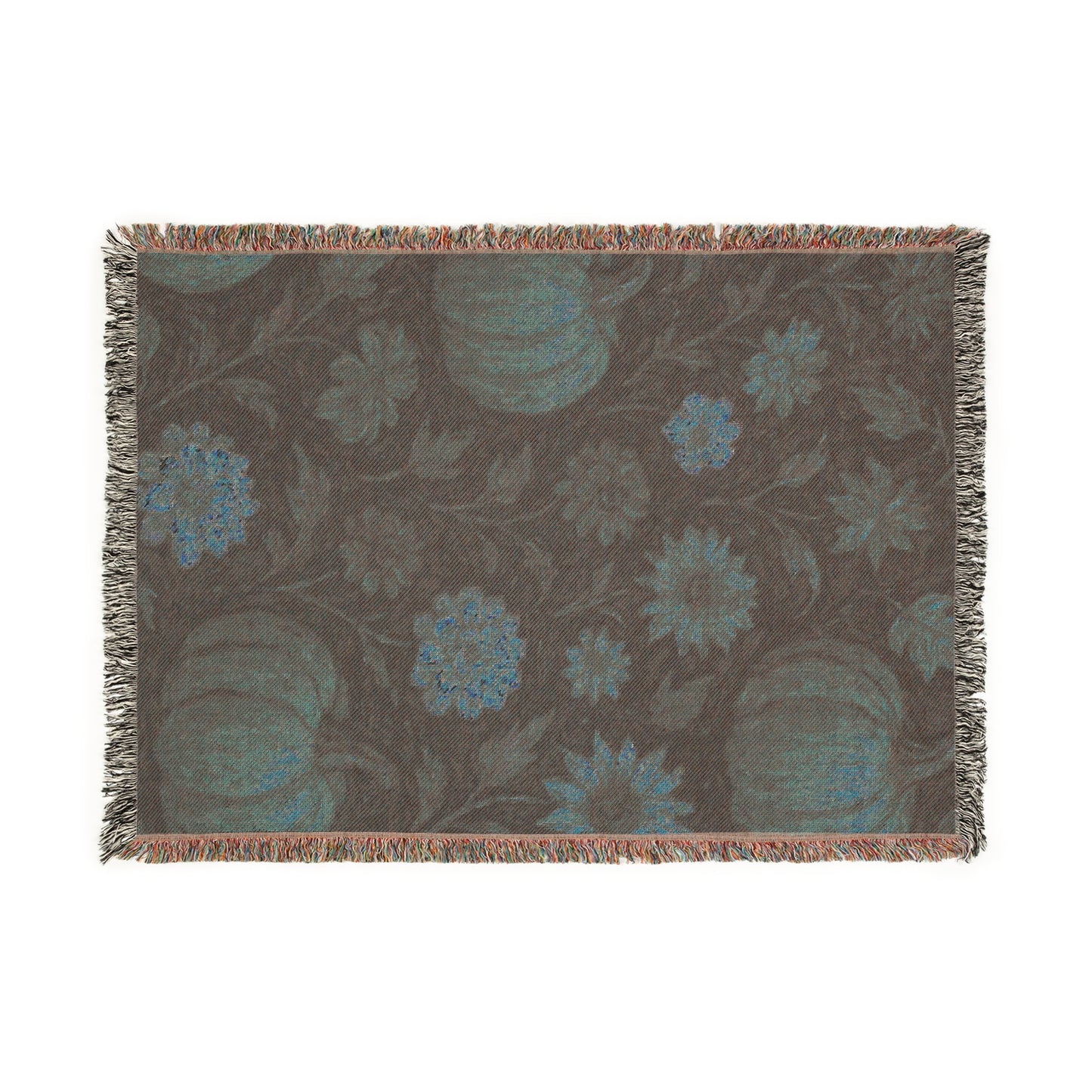 Fall Floral Throw Blanket, Autumn leaves Woven Blanket, Retro Halloween Decor, Cozy Couch or Reading Nook Blanket