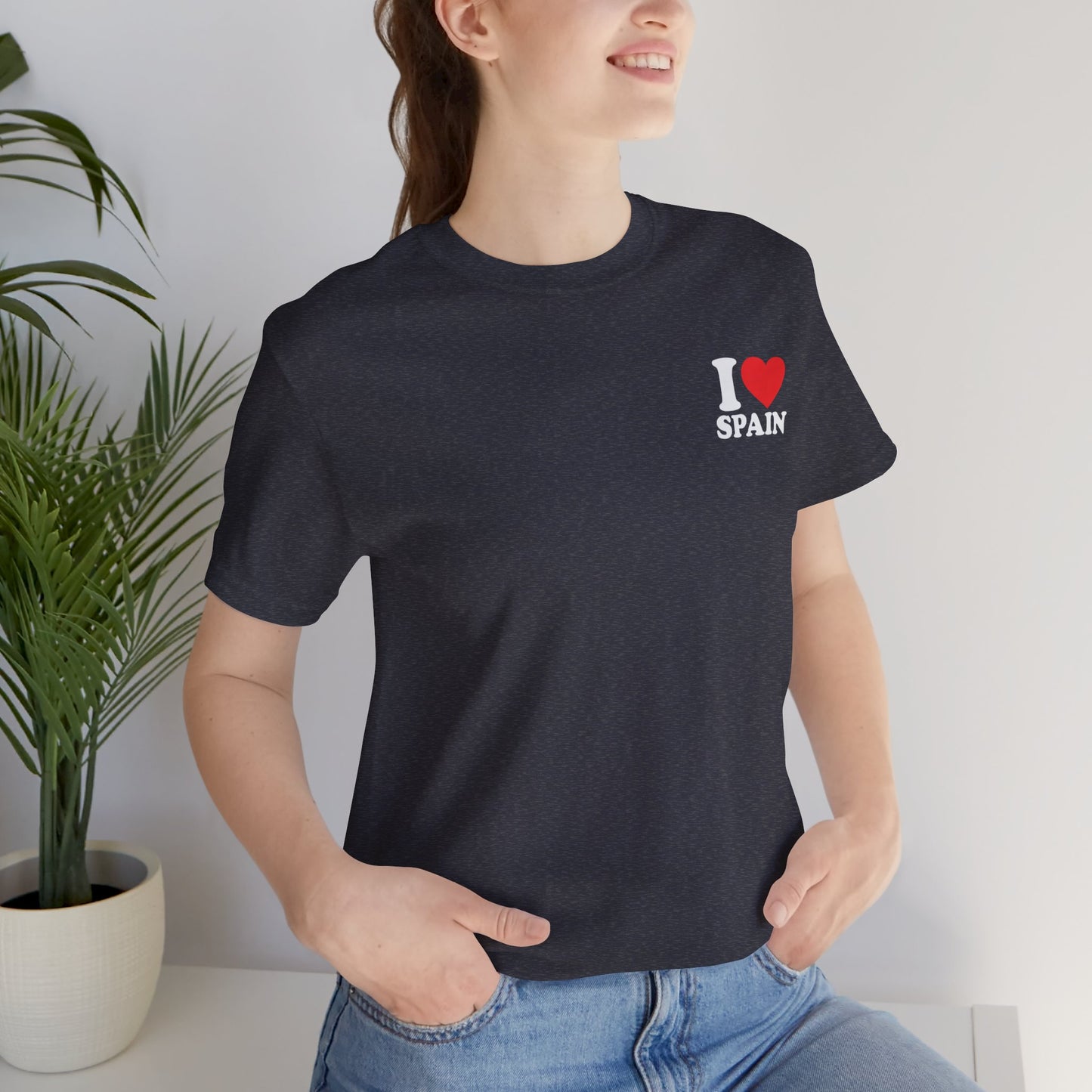 Declare Your Love for Spain with Our Unisex Jersey Short Sleeve Tee