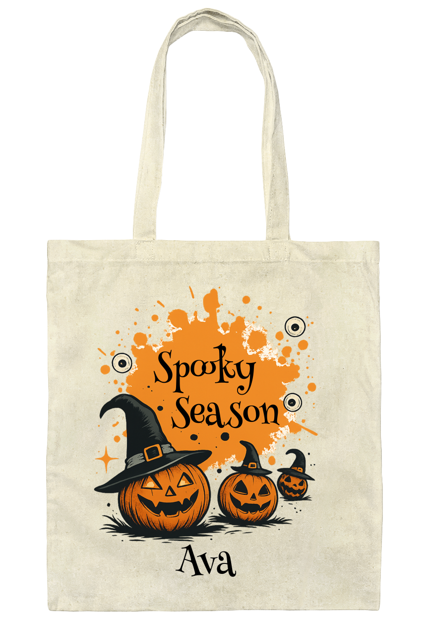 Custom Halloween Name Tote Bag, Trick Or Treat Tote Bag, Personalized Halloween Bag, Candy Tote Bags, Kids Spooky Candy Bags, Halloween Gift