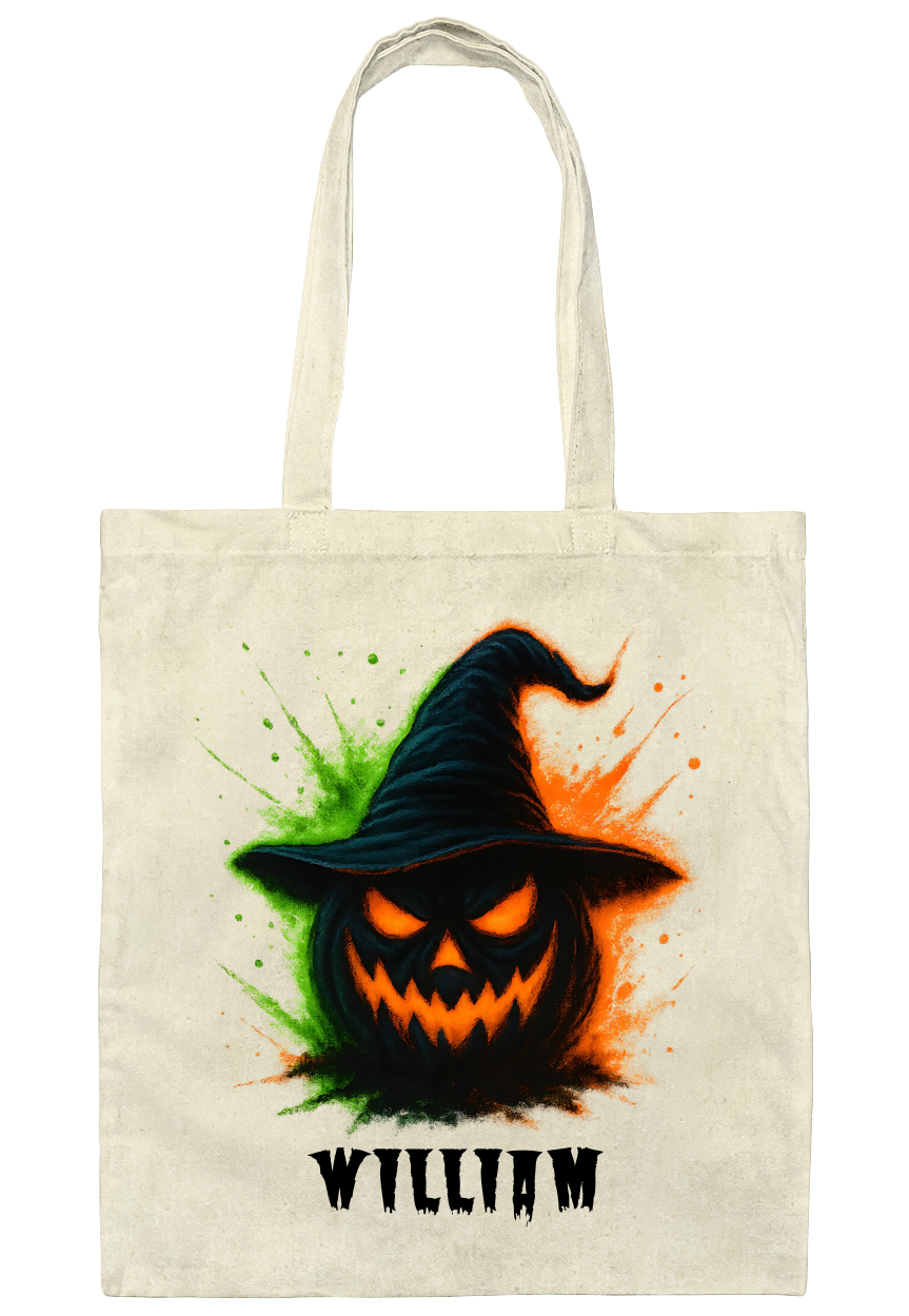 Custom Halloween Name Tote Bag, Trick Or Treat Tote Bag, Personalized Halloween Bag, Candy Tote Bags, Kids Spooky Candy Bags, Halloween Gift