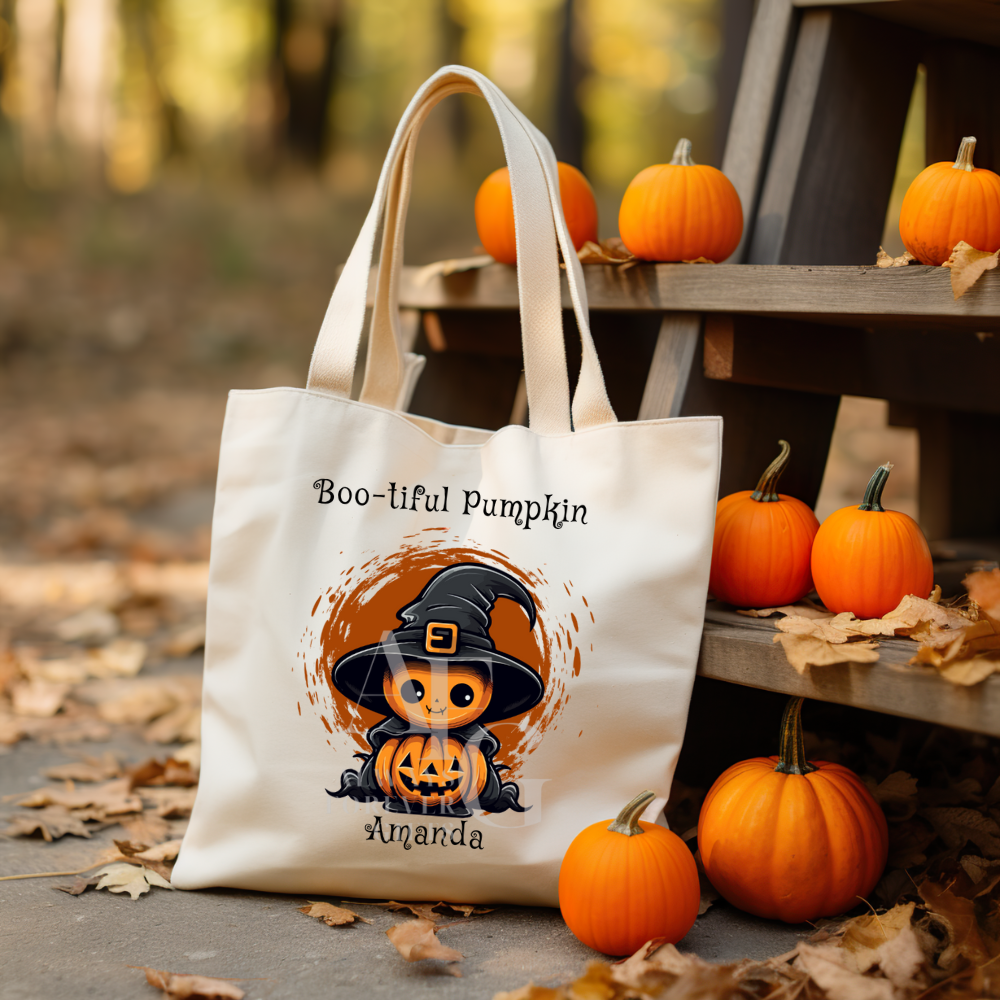 Personalized Halloween Trick or Treat Tote for Kids | Custom Name Tote