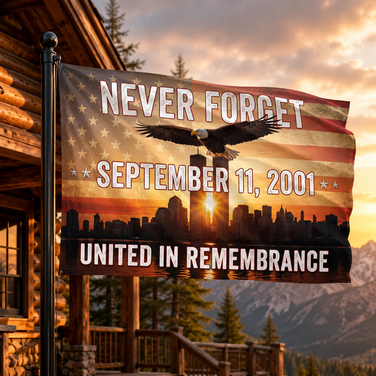 United in Remembrance” September 11 Memorial Flag