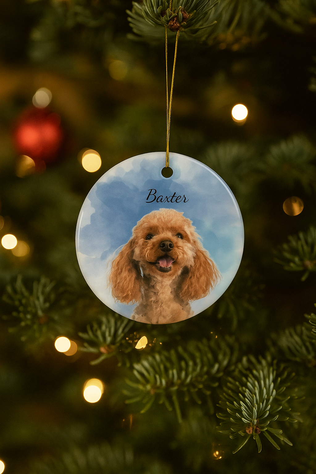 Custom Pet Photo Christmas Ornament - Round Ceramic
