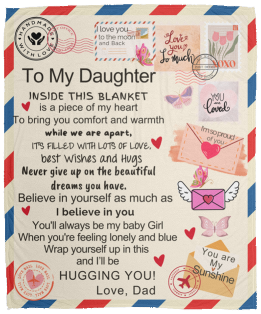 To MY Daughter Postcard Cozy Plush Fleece Blanket - 50x60