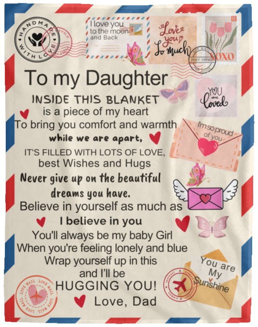 To My Daughter Postcard Cozy Plush Fleece Blanket - 60x80
