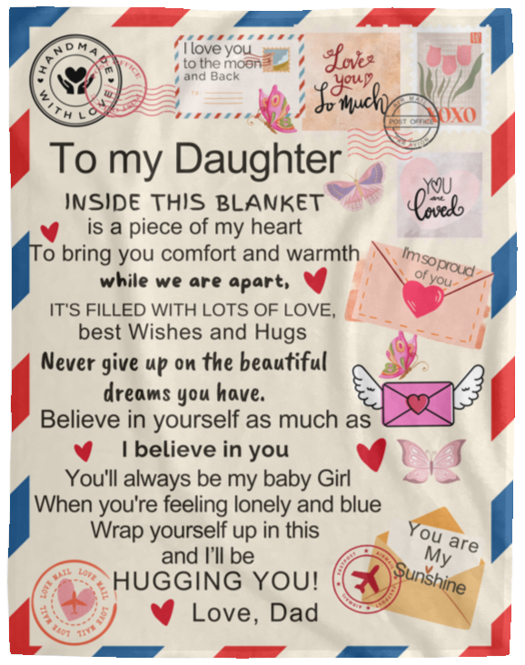 To My Daughter Postcard Cozy Plush Fleece Blanket - 60x80