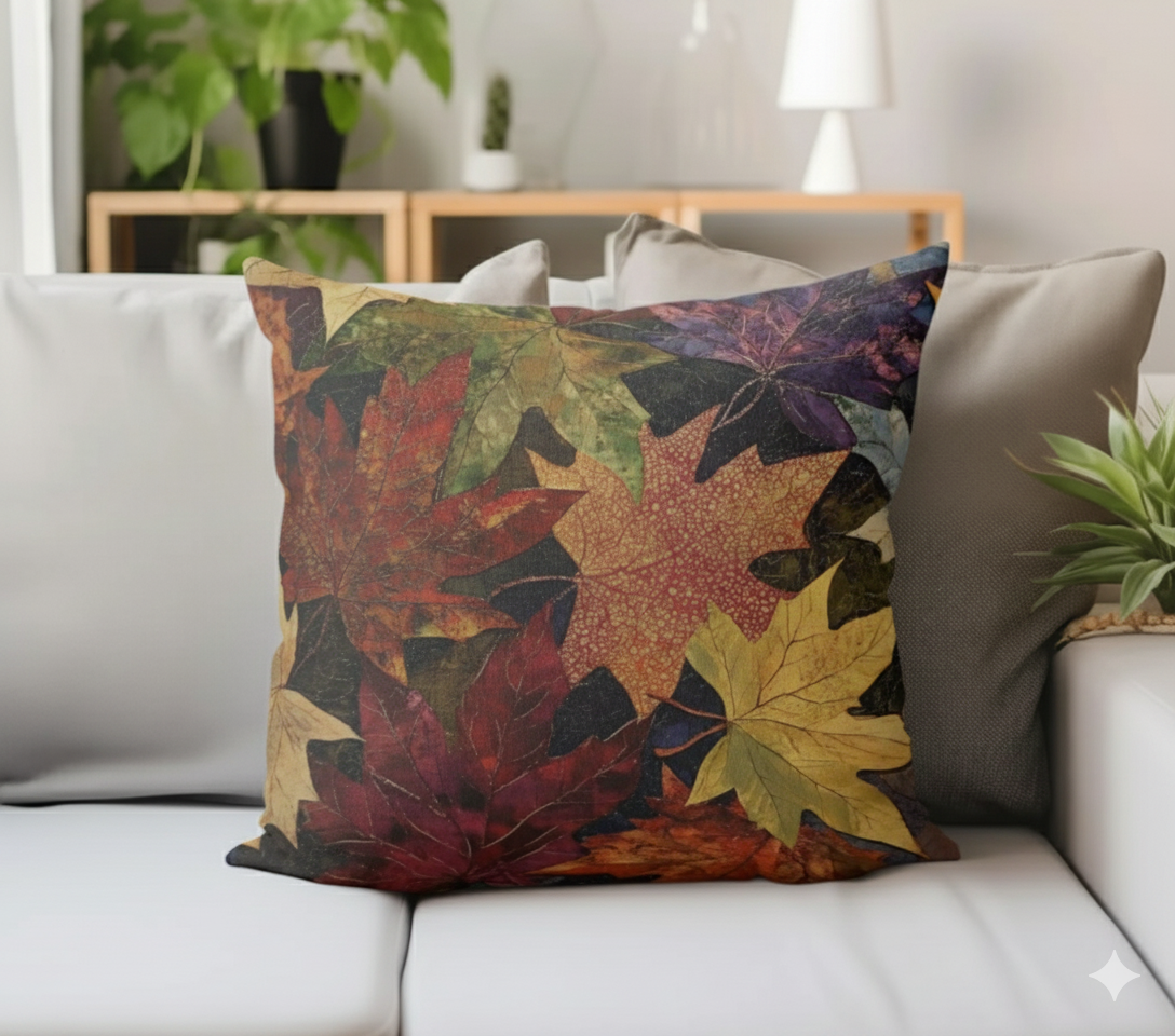 Autumn Leaves Decorative Pillow — Fall Leaf Throw Cushion