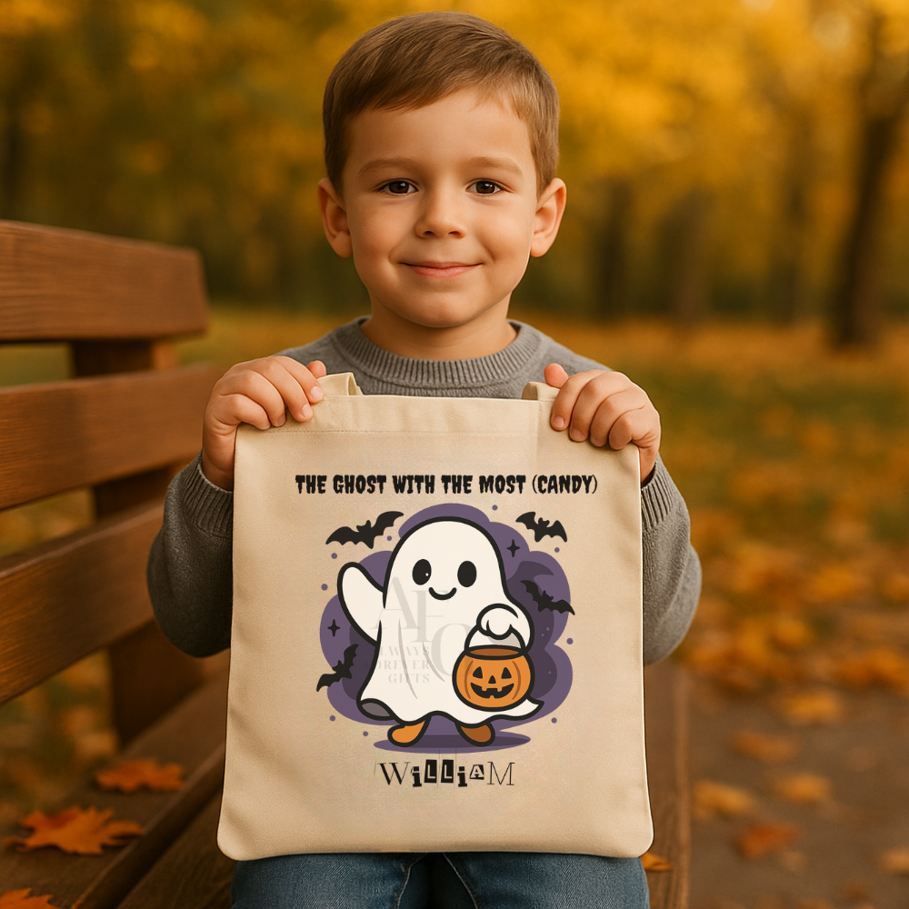 Personalized Halloween Trick or Treat Tote for Kids | Custom Name Tote