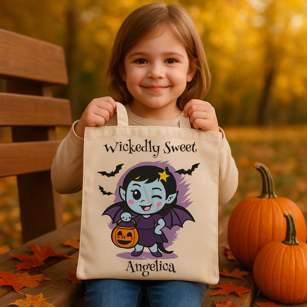 Personalized Halloween Trick or Treat Tote for Kids | Custom Name Tote