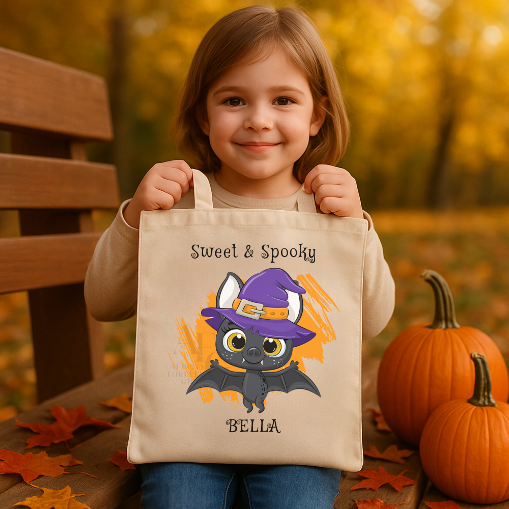 Personalized Halloween Trick or Treat Tote for Kids | Custom Name Tote