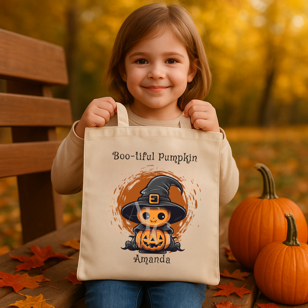Personalized Halloween Trick or Treat Tote for Kids | Custom Name Tote