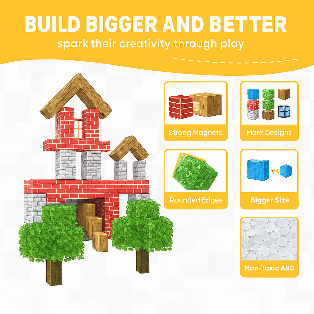 NAVABlox™ Magnetic Building Blocks - STEM Learning, Creative Play, Parents-Approved