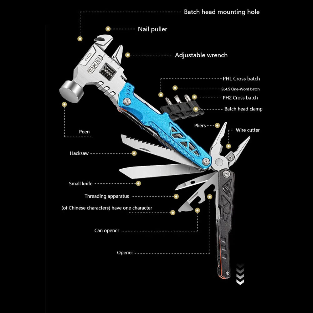 All-in-One Emergency Tool β Hammer, Pliers, Wrench & More in One