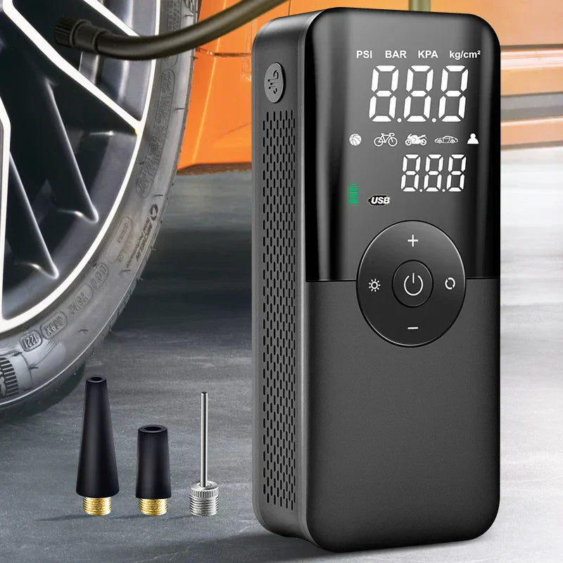 Rechargeable Tire Inflator β Digital Cordless Air Pump for Cars & Bikes