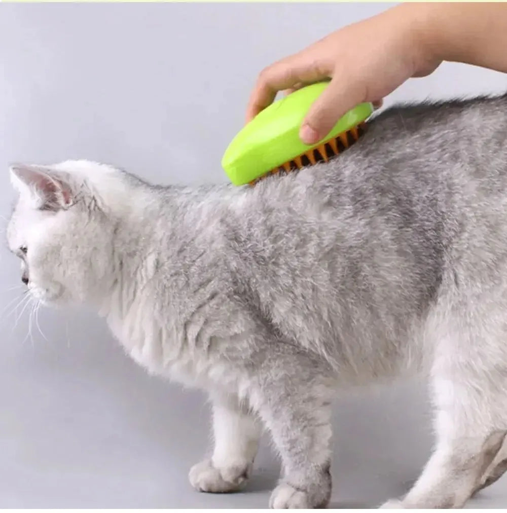 3-in-1 Electric Pet Grooming Steam Brush β Massage, Shedding & Spraying Tool
