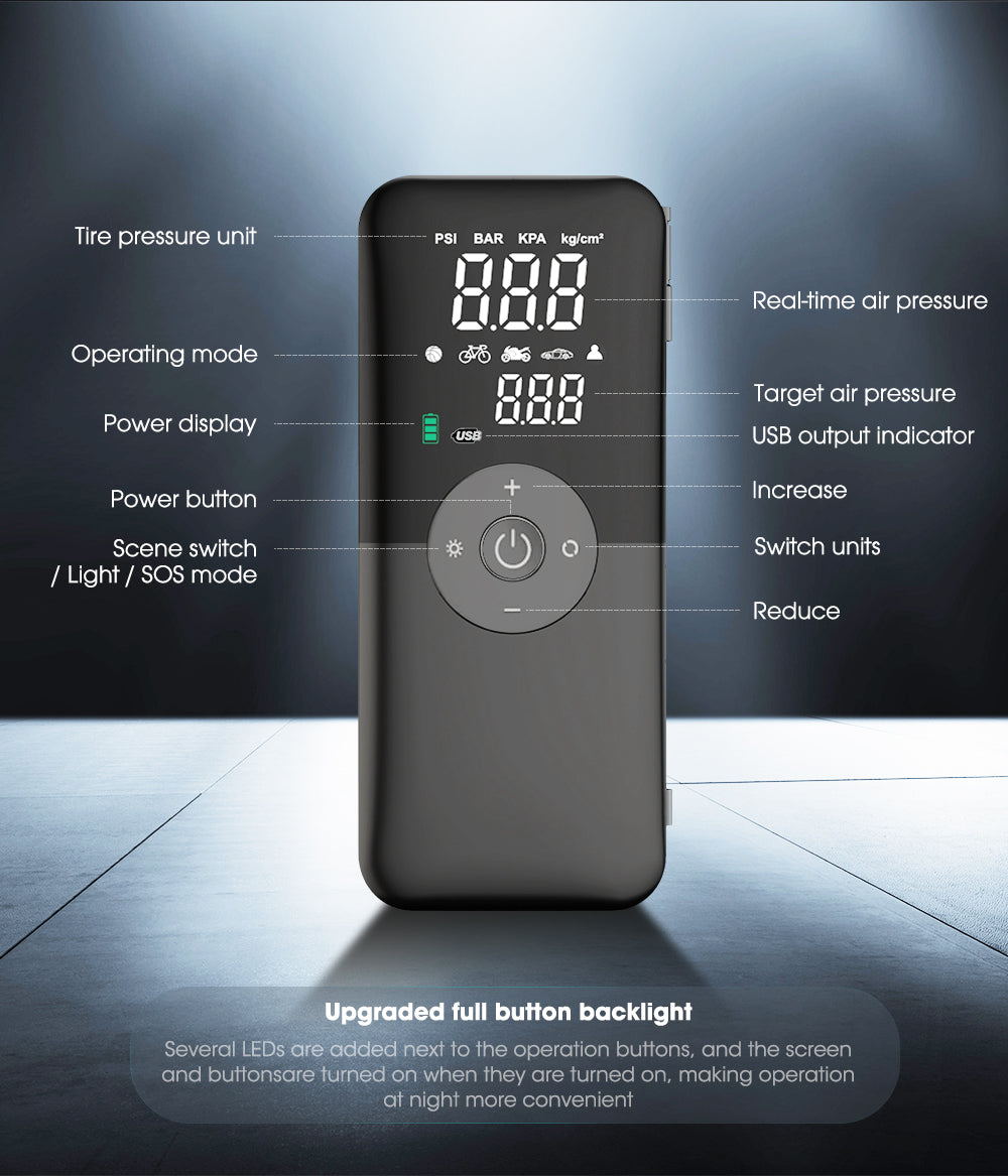 Rechargeable Tire Inflator β Digital Cordless Air Pump for Cars & Bikes