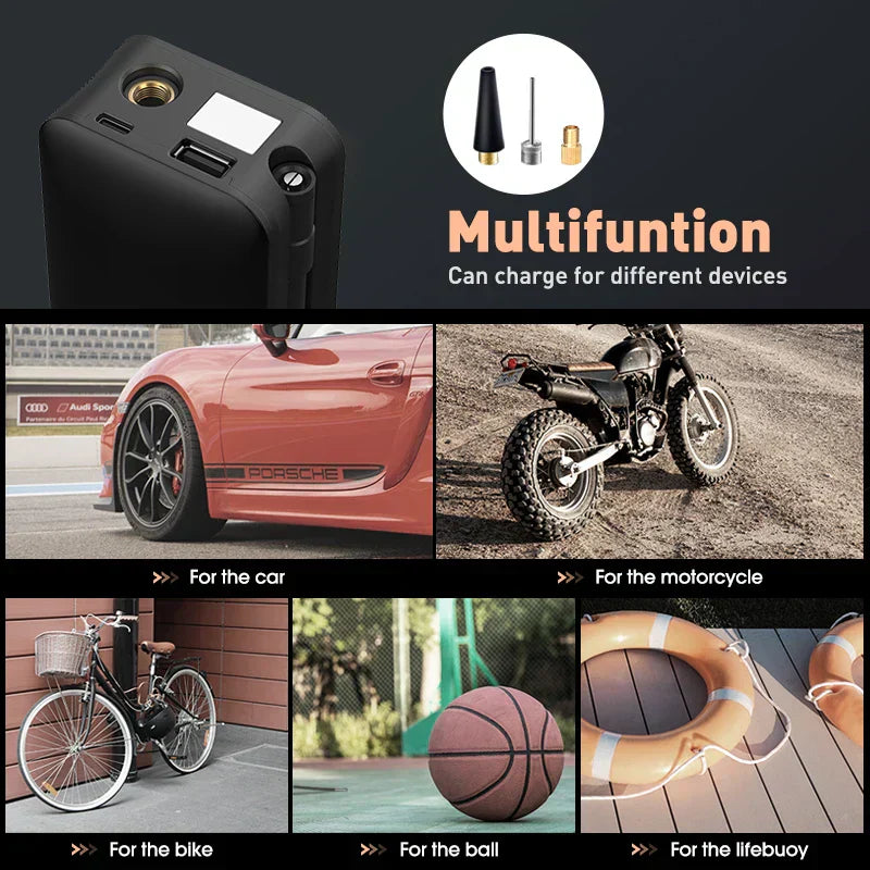 Rechargeable Tire Inflator β Digital Cordless Air Pump for Cars & Bikes
