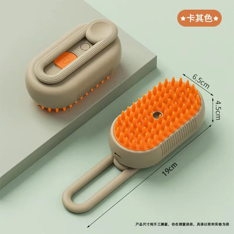 3-in-1 Electric Pet Grooming Steam Brush β Massage, Shedding & Spraying Tool