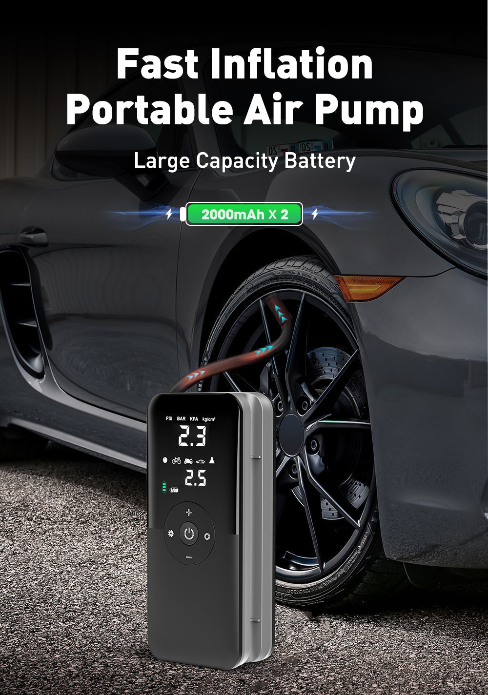 Rechargeable Tire Inflator β Digital Cordless Air Pump for Cars & Bikes