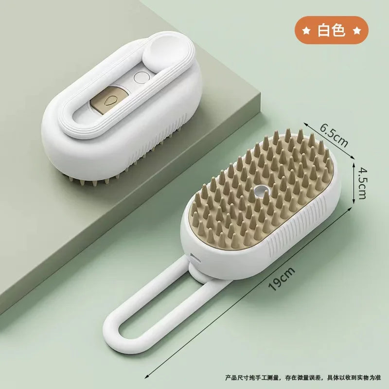 3-in-1 Electric Pet Grooming Steam Brush β Massage, Shedding & Spraying Tool