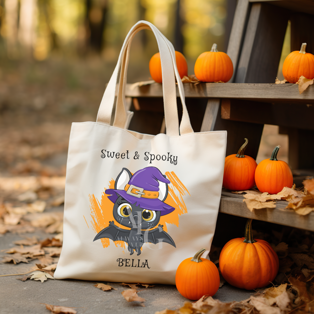 Personalized Halloween Trick or Treat Tote for Kids | Custom Name Tote