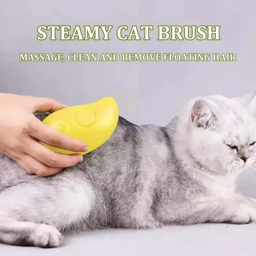 3-in-1 Electric Pet Grooming Steam Brush β Massage, Shedding & Spraying Tool