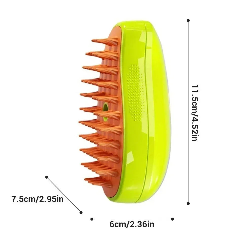 3-in-1 Electric Pet Grooming Steam Brush β Massage, Shedding & Spraying Tool
