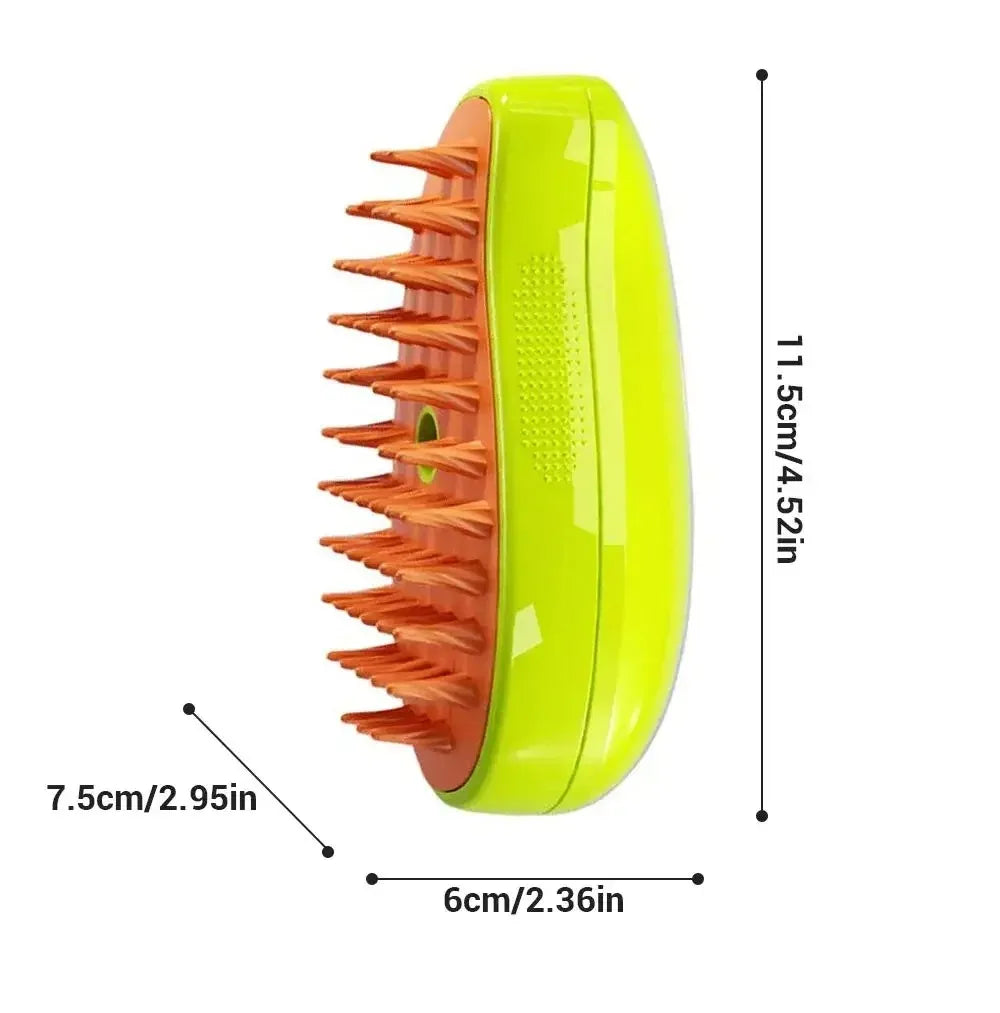 3-in-1 Electric Pet Grooming Steam Brush β Massage, Shedding & Spraying Tool