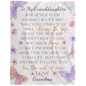 To My Granddaughter Butterflies Cozy Plush Fleece Blanket - 50x60, 60x80