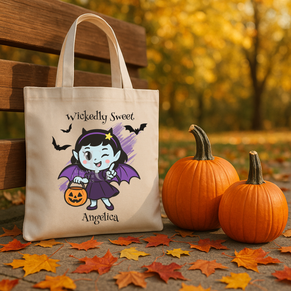 Personalized Halloween Trick or Treat Tote for Kids | Custom Name Tote