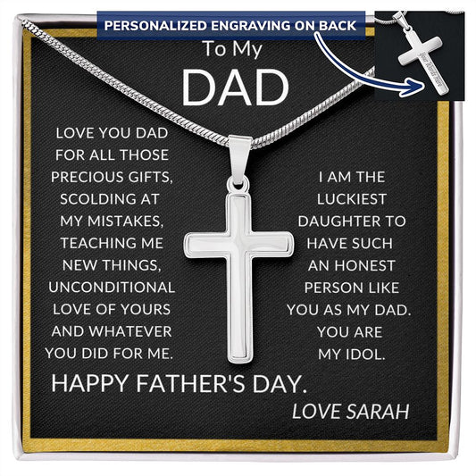 To My Dad | Personalized Cross Necklace