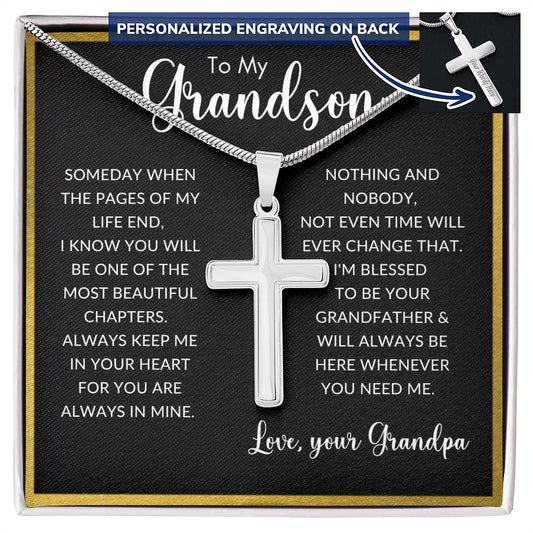 To My Grandson | Personalized Cross Necklace