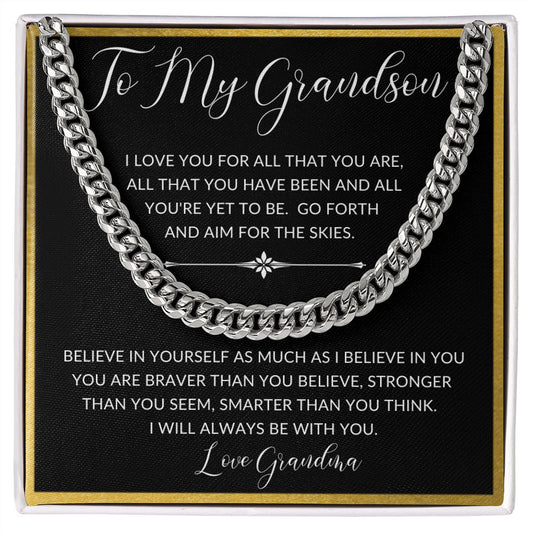 To My Grandson from Grandma | Cuban Link Chain