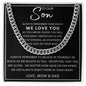 To Our Son | Cuban Link Chain To Our Son Bracelet, Son Birthday Gift, Gift To Our Son,Gifts For Him Gift for Son from Mom,To My Son Necklace