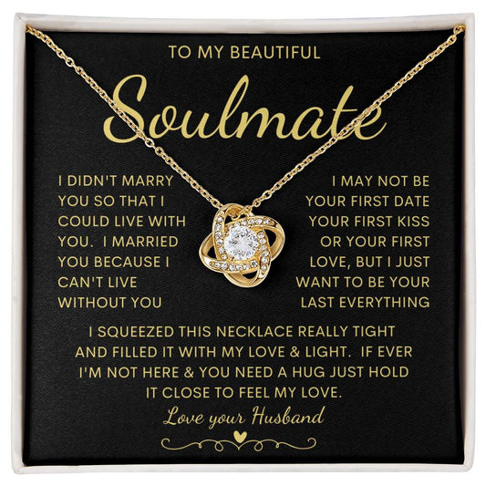 To My Soulmate Love Knot Necklace, Romantic Gift, Anniversary Necklace, Gift for Her, Meaningful Jewelry, Wife Gift Ideas, Gift From Husband
