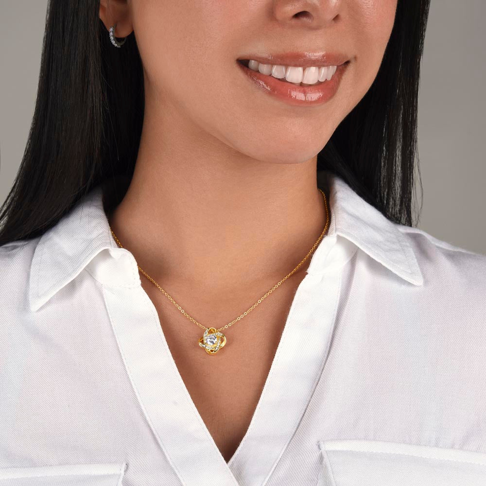 Gift for Daughter "Proud Father" Love Knot Necklace