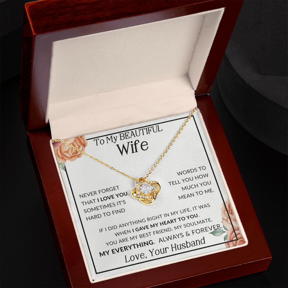 To My Beautiful Wife | Love Knot Necklace