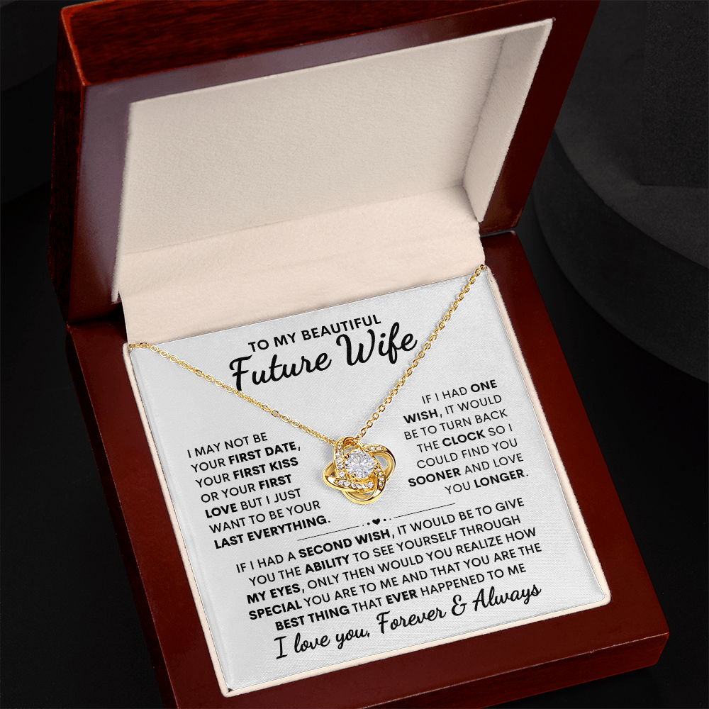 Future Wife Gift, "First Kiss First Date" Love Knot Necklace