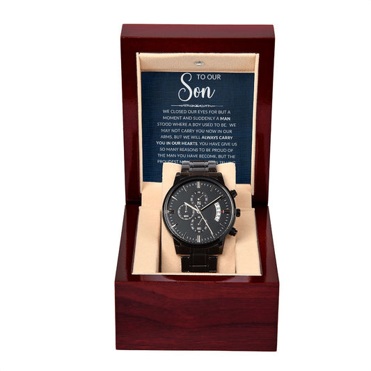 To Our Son from Mom and Dad | Black Chronograph Watch