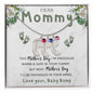 Dear Mommy | Custom Baby Feet Necklace with Birthstone