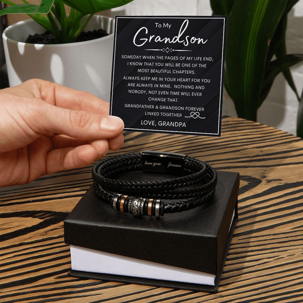 To My Grandson from Grandpa | Men's "Love You Forever" Bracelet