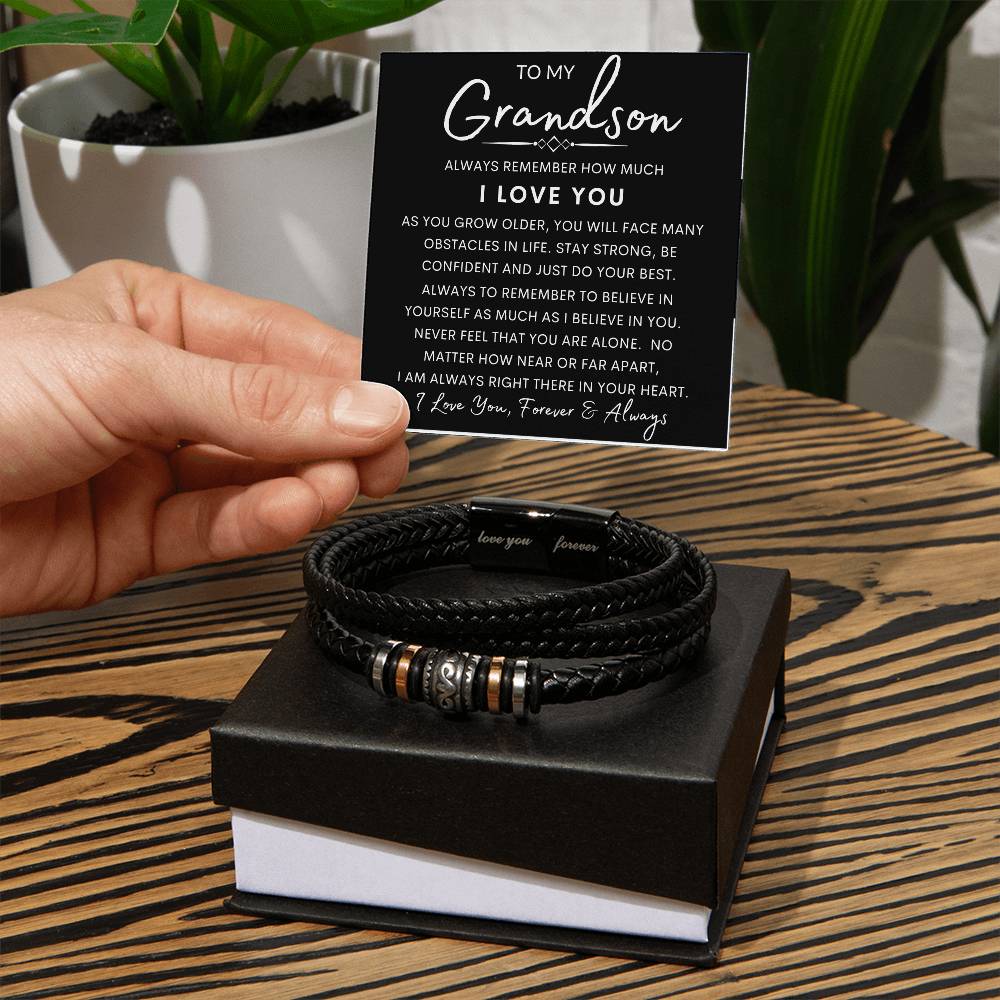 To My Grandson - Men's "Love You Forever" Bracelet