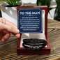 To the Man Forever Love Bracelet - Engraved Sentiment - Soulmate Gift - Stainless Steel & Vegan Leather - Thoughtful Anniversary Present