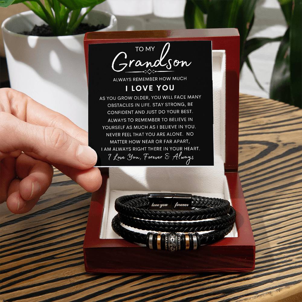 To My Grandson - Men's "Love You Forever" Bracelet