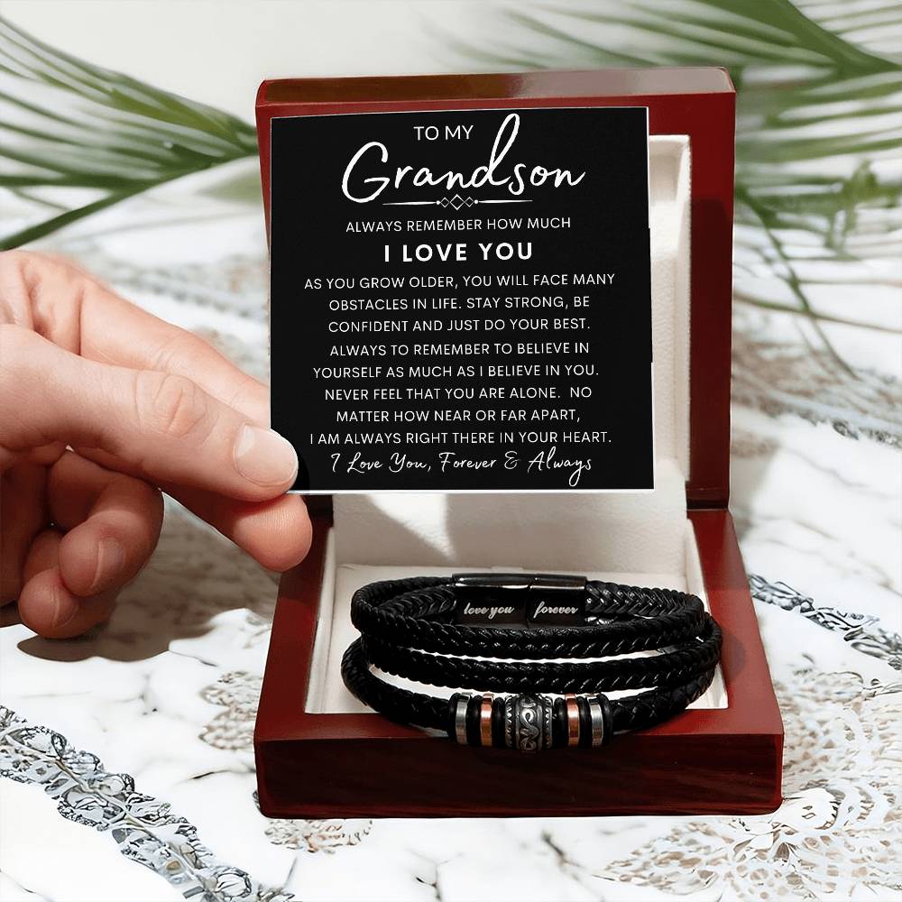 To My Grandson - Men's "Love You Forever" Bracelet