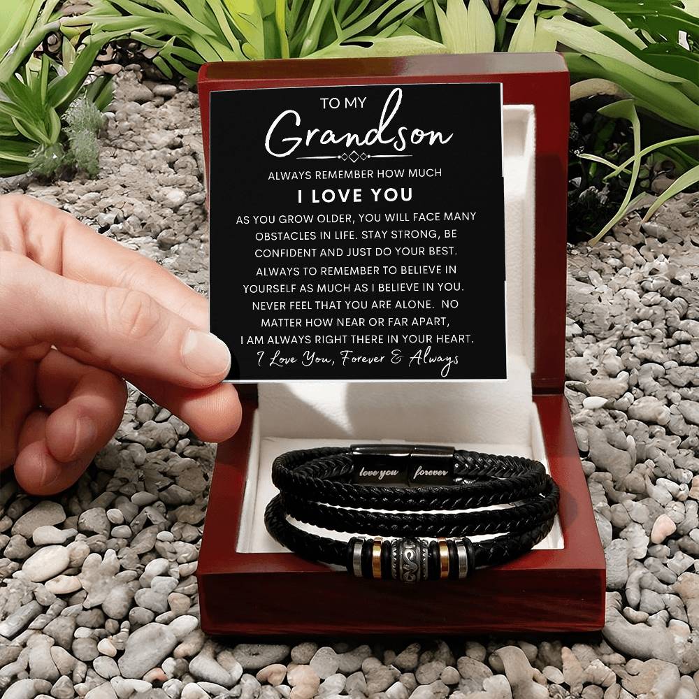 To My Grandson - Men's "Love You Forever" Bracelet