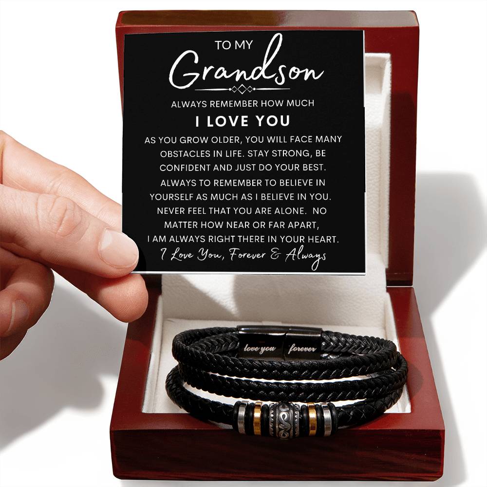 To My Grandson - Men's "Love You Forever" Bracelet