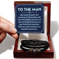 To the Man Forever Love Bracelet - Engraved Sentiment - Soulmate Gift - Stainless Steel & Vegan Leather - Thoughtful Anniversary Present