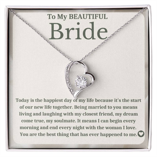 To My Bride - Bride Gift From Groom, Wedding Day Gift, Groom to Bride, Jewelry Gift from Groom to Bride, Beautiful Bride Necklace, To My Bride From Groom